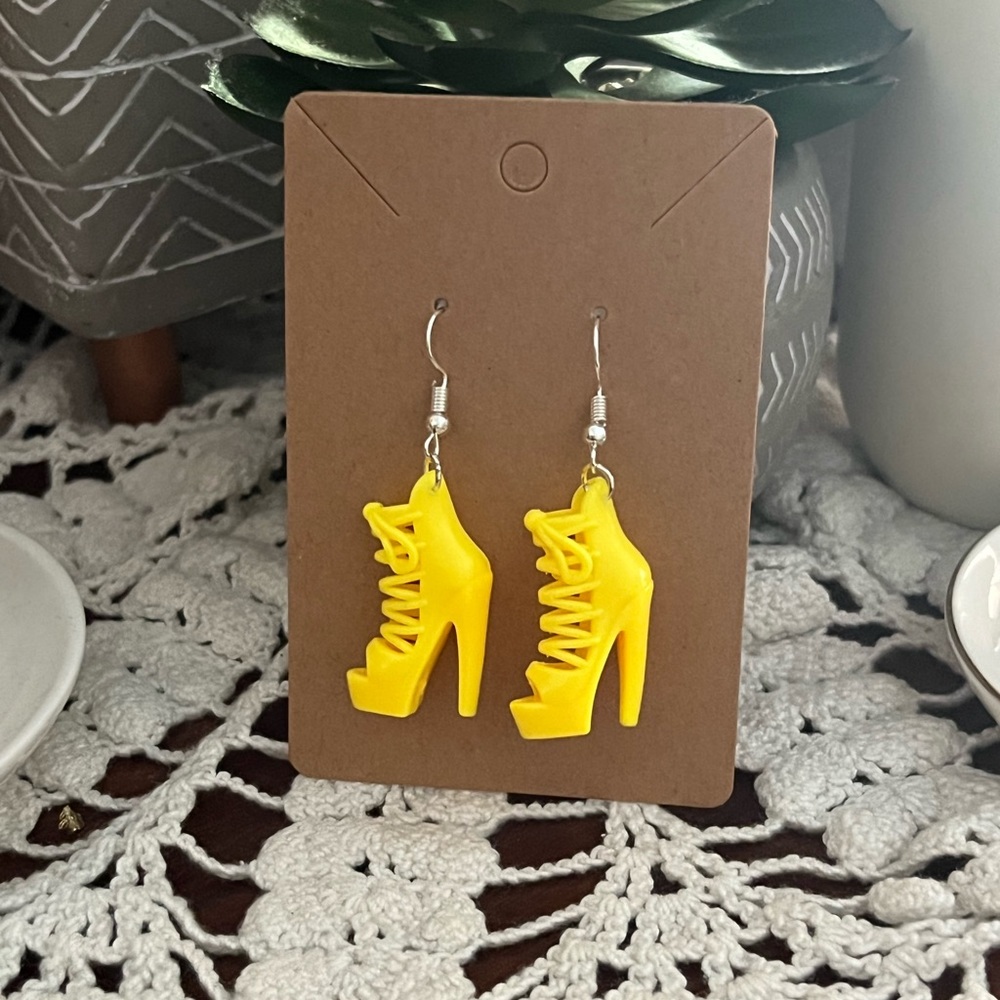 *3 for $20*  Yellow Strappy Healed Sandal Barbie Shoe Earrings
